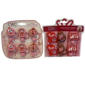 CWC Love Bear Diamond Bride Straw Toppers Set of 12